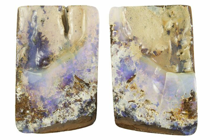 Purple-Blue Boulder Opal Split Pair - Queensland, Australia #381746